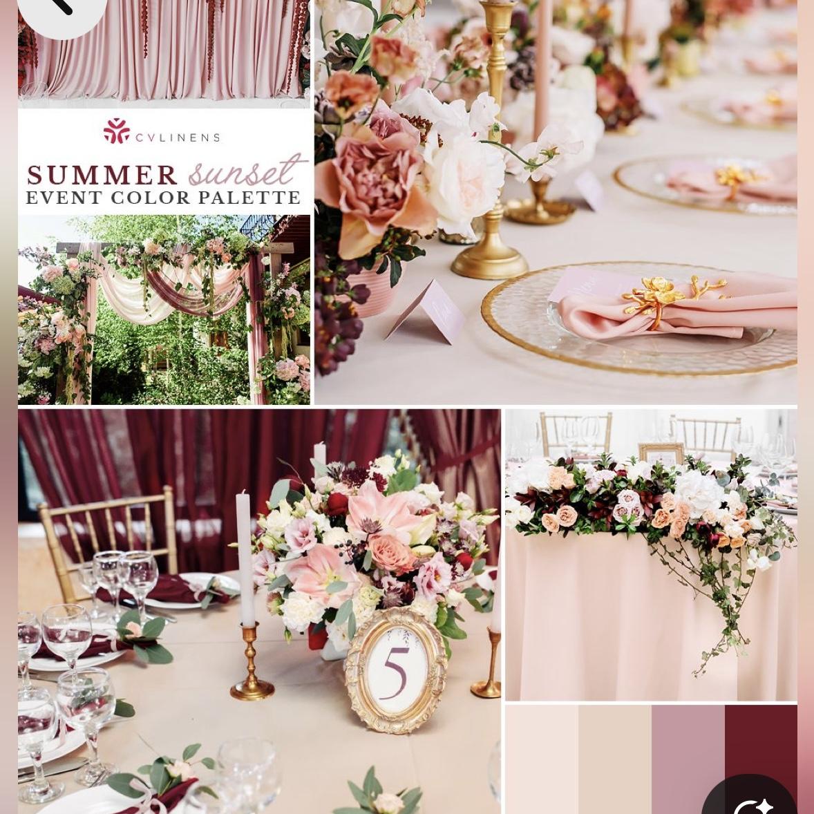 Colors: Burgundy & Rosegold with hints of champagne and cream