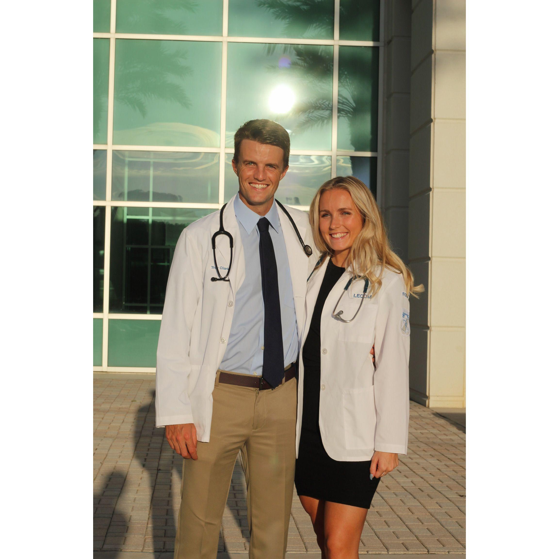 Kavanagh missed the class white coat ceremony due to getting COVID, so they took white coat pictures together separately after.