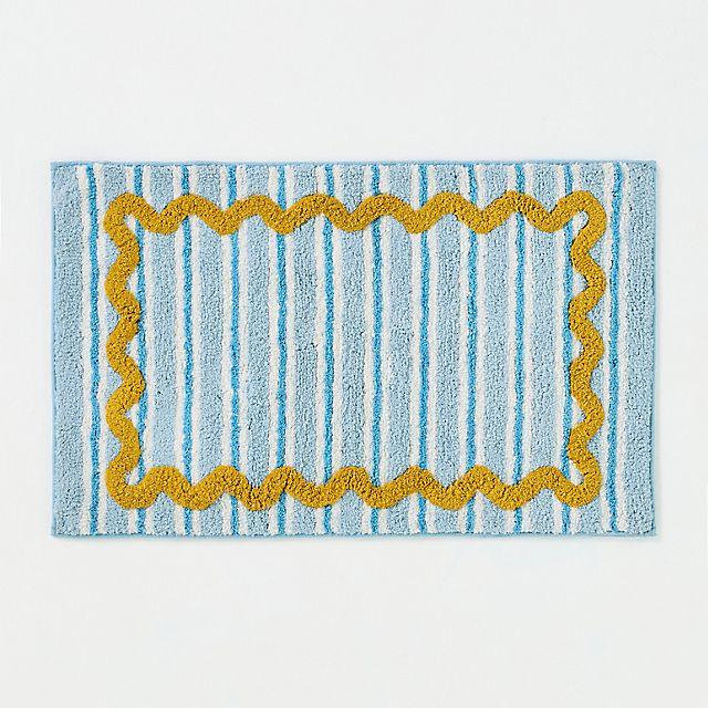 Maeve Madeline Cotton Tufted Stripe Scallop Bathmat