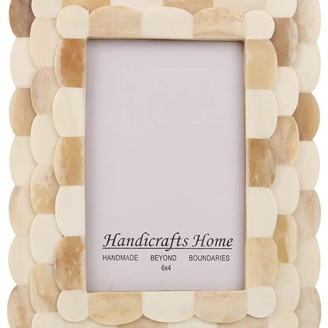 Handicrafts Home Picture Frame Scalloped Art Inspired Handmade Bone Inlay Gift Photo Frames – 4x6 inch