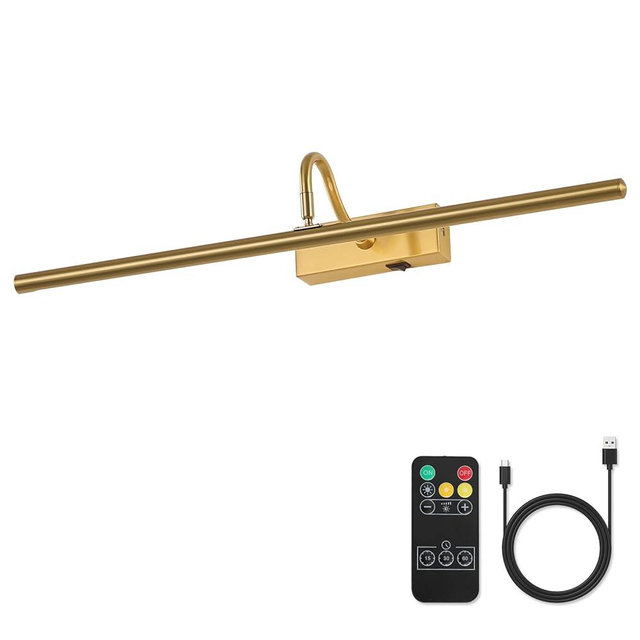 MKBNG Picture Light,10000mAh Picture Lights for Wall with Remote,24 inch Art Light for Paintings, Gallery Lighting for Photo,Artwork Frame,Portrait(Gold)