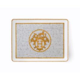Hermès Platter Mosaique Au 24 Gold Tray