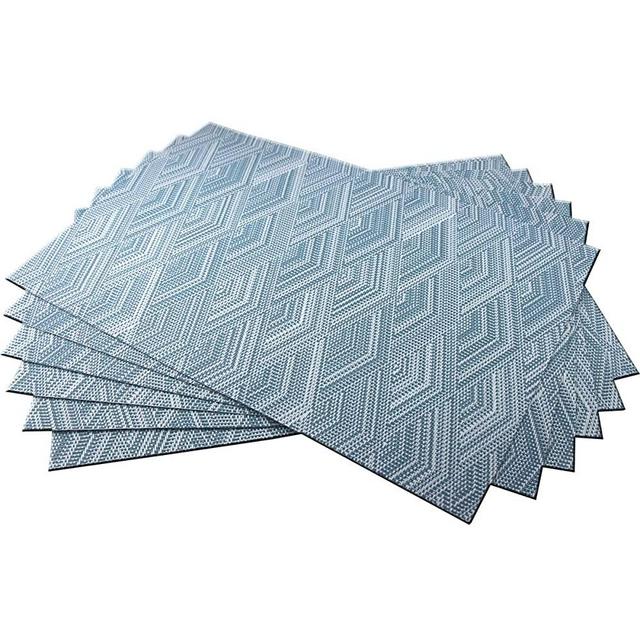 Bright Dream Placemats for Kitchen Table Woven Vinyl Table Plastic Placemats Woven Vinyl Easy to Clean Heat Resistant Set of 6 (Blue)
