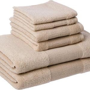 Modern Threads Air Cloud 6-Piece Towel Set - 100% Zero-Twist Cotton, 500 GSM, Quick Dry & Plush, Sand