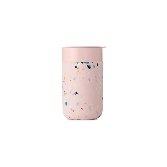 W&P WP-PMCL-TZBL Porter Ceramic Mug w/Protective Silicone Sleeve, Terrazzo Blush 16 Ounces | On-The-Go | Reusable Cup for Coffee or Tea | Portable