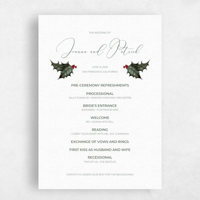 White Wedding Program - Belvoir
