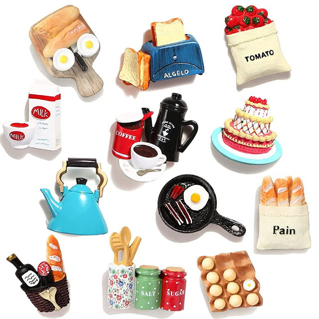 12pcs Food Refrigerator Magnets Food Magnets for Fridge Magnets Decorative Cute Magnets Refrigerator Fridge Magnets for Kitchen Strong Resin Magnets Home Decor Office