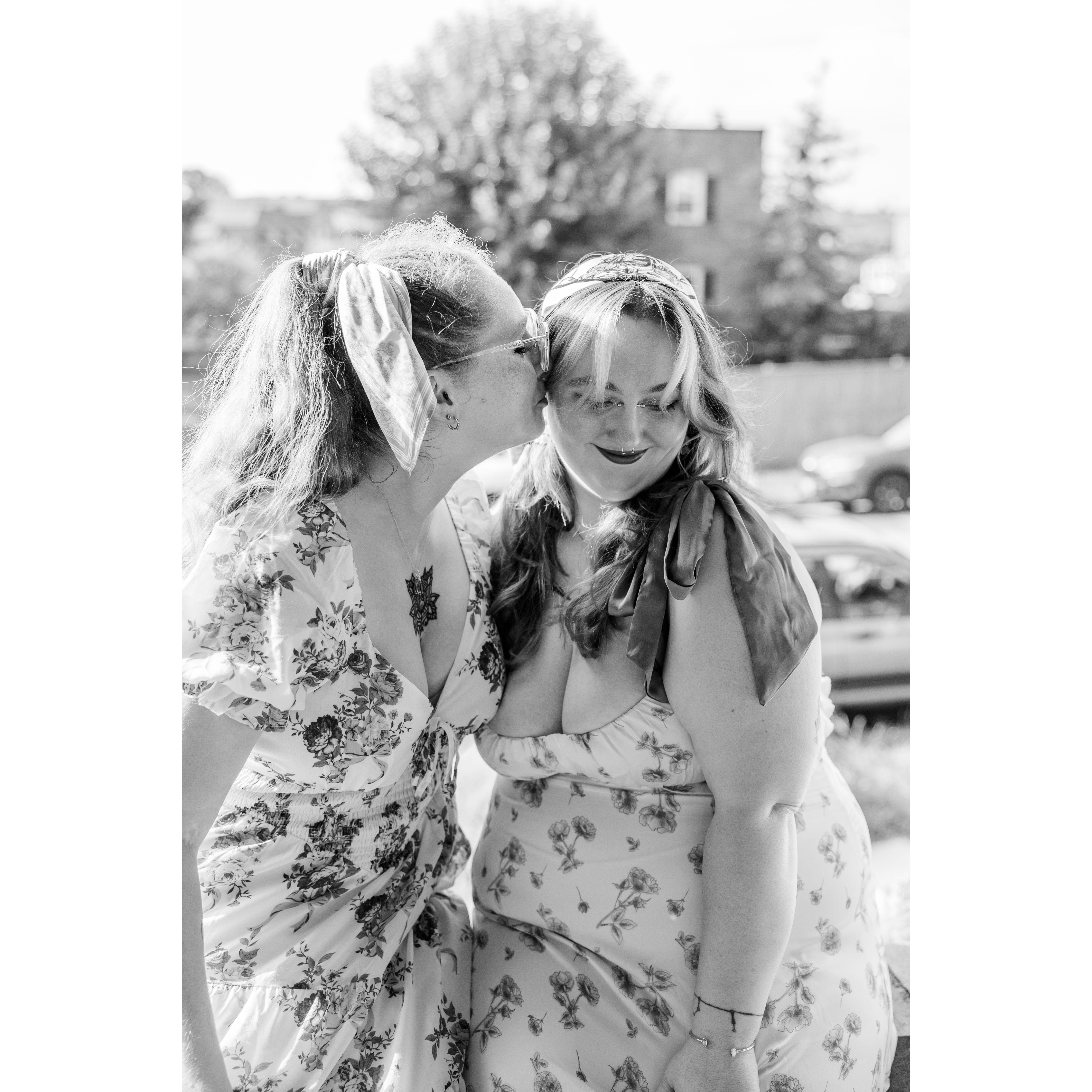 This is on our front porch of our house in Hampden. You can find us here enjoying our coffee on the weekend, or with a couple of drinks after a long day of work.