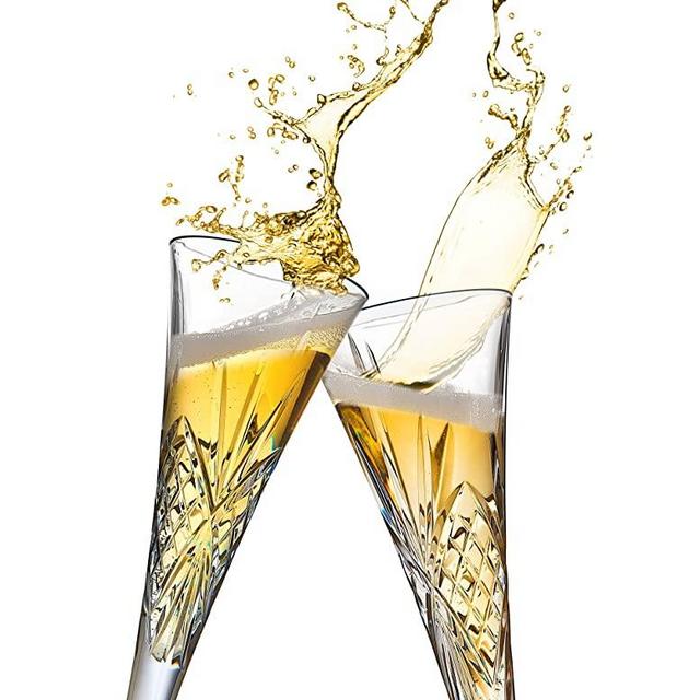 Godinger Champagne Trumpet Flutes Glasses, European Made Crystal - Dublin, Set of 2, 6oz