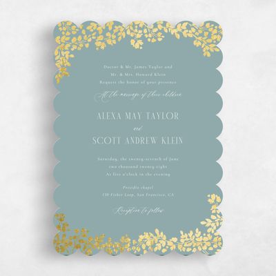 Blue Scalloped Wedding Invitation - Calla Classic Foil
