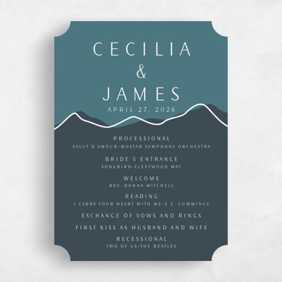 Blue Ticket Wedding Program - Cedarcrest