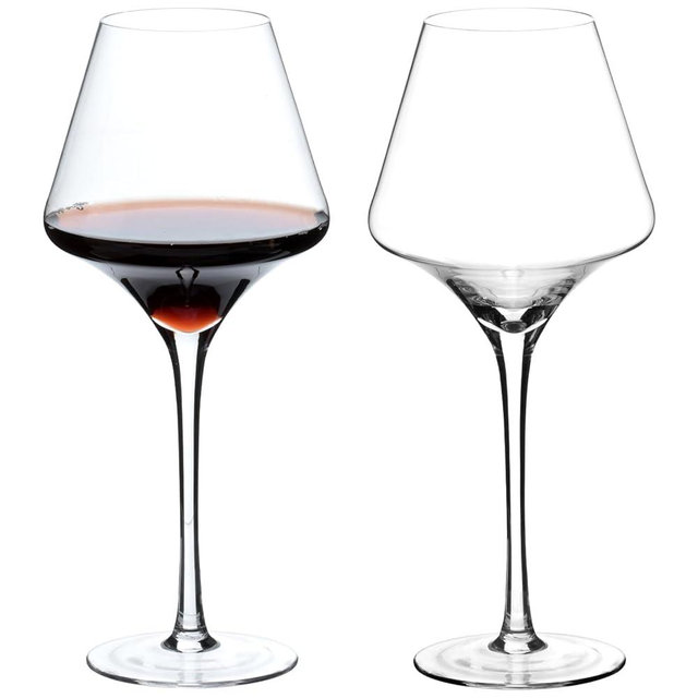 BACLIFE Italian Red Wine Glasses, Set of 2, 17 oz Clear