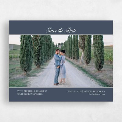Blue Typography Wedding Save the Date - Stauffer Portrait
