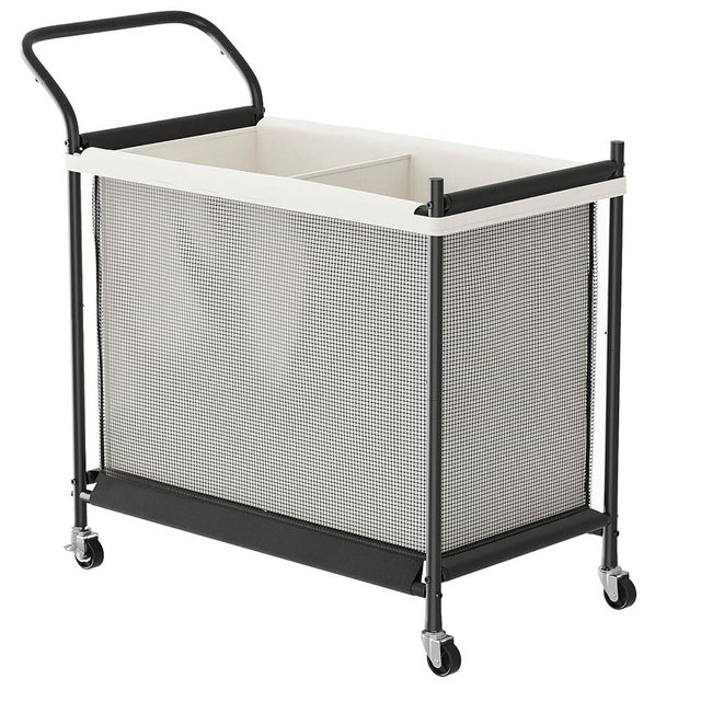 Laundry Hamper with Wheels - 2 Section Laundry Basket 140L, Removable Washable Bags, Height-Fitted Rolling Laundry Cart for Laundry Room & Bedroom
