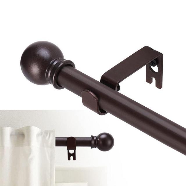 GXOACKJ Bronze Curtain Rods for windows 32-48 inch, 5/8 inch Decorative Curtain Rod Set, Brown Splicing Heavy Duty Metal Curtain Rod with Brackets