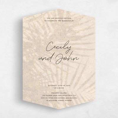 Beige Diamond Wedding Invitation - Seabay Palm