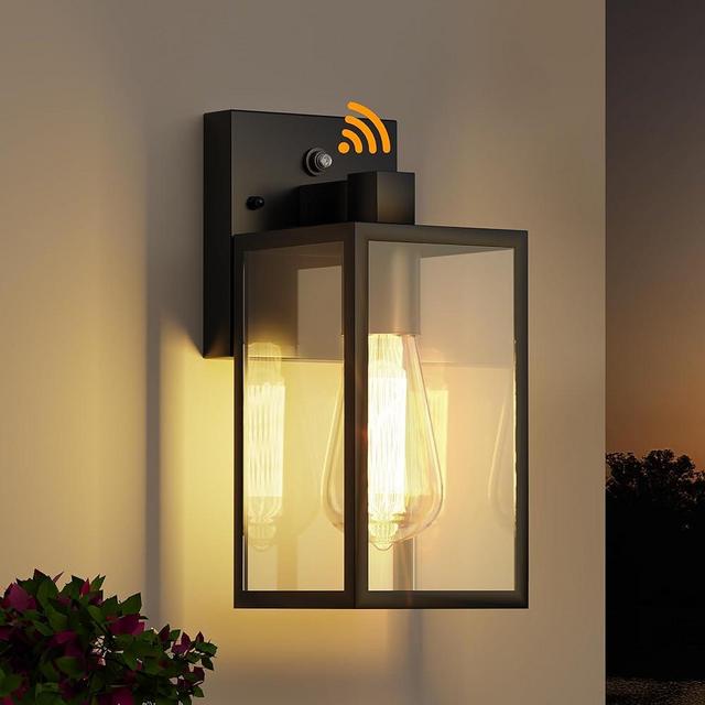 WIHTU Dusk to Dawn Outdoor Lighting Fixtures Wall Mount, Exterior Front Porch Light, Black Sensor Wall Sconce Lamp, Waterproof Wall Lantern, Anti Rust Outside Coach Lights for House, Doorway, Garage
