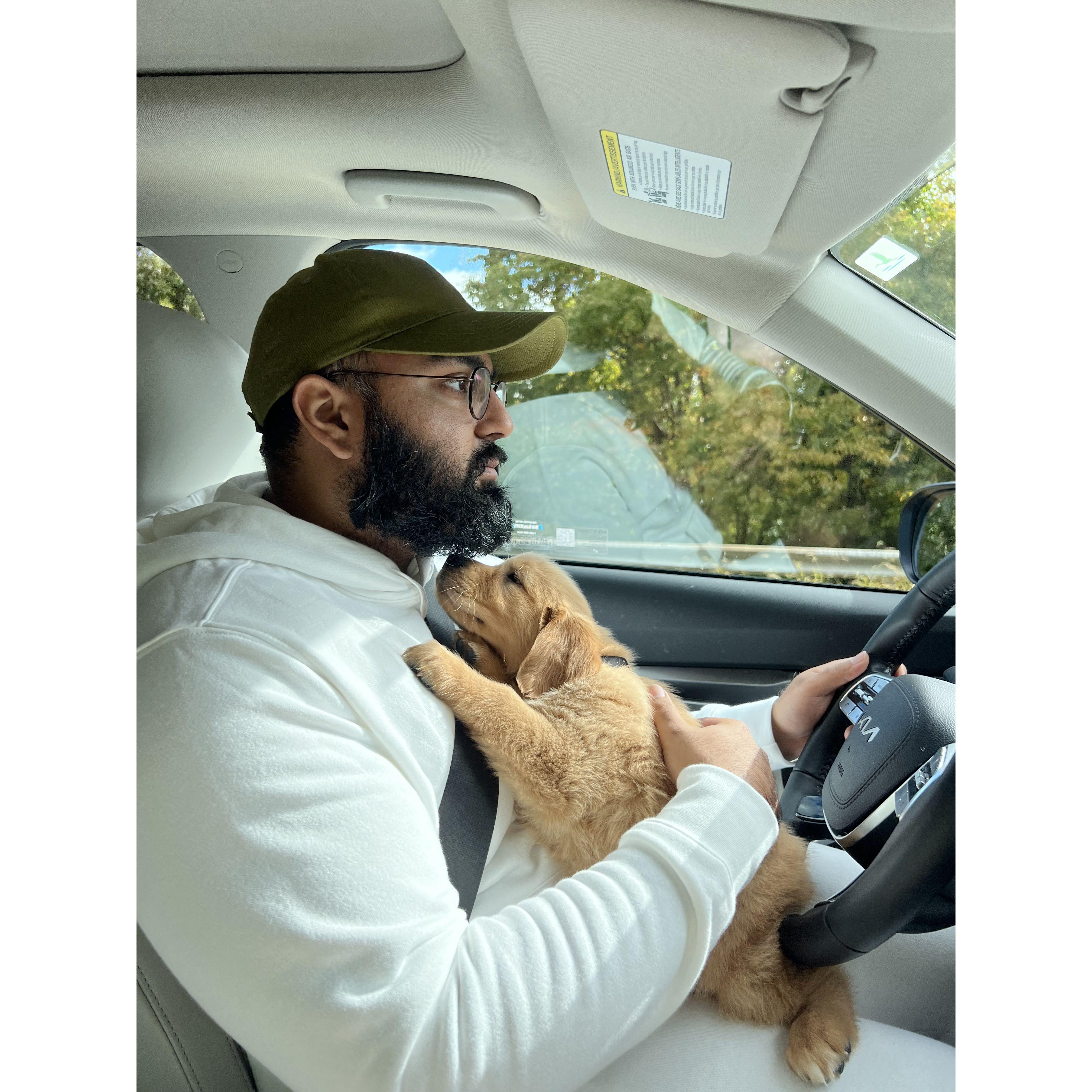 Dog Dad... Kelsey's Favorite Picture from the Day we picked up Fiona. This is still Kelsey's lock screen.