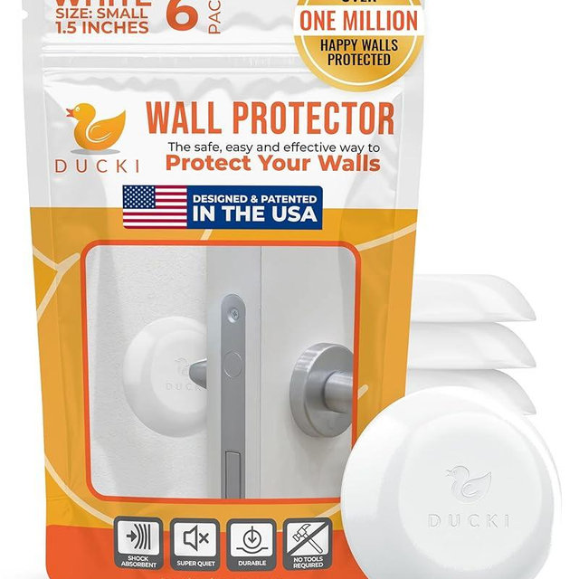 Ducki Door Wall Bumper Protector - Self Adhesive Stopping Shield Prevents Damage & Noise for Knob Handle, Refrigerators, Furniture Home or Office, Shock Absorbing, Discreet, Reusable - 6 Pack White