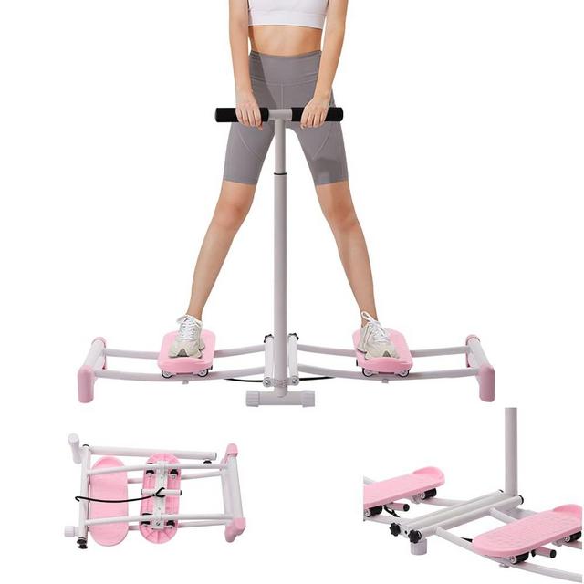 Leg Exercise Equipment, Pelvic Muscle Hip Trainer Inner Thigh Exerciser for Women Kegel Exercises, 2 in 1 Ski Exercise Machine Strength Training Leg Machine with Adjustable Rods
