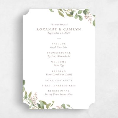 White Ticket Wedding Program - Orphne