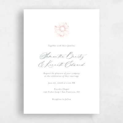 Orange Floral Wedding Invitation - Hallberg Portrait