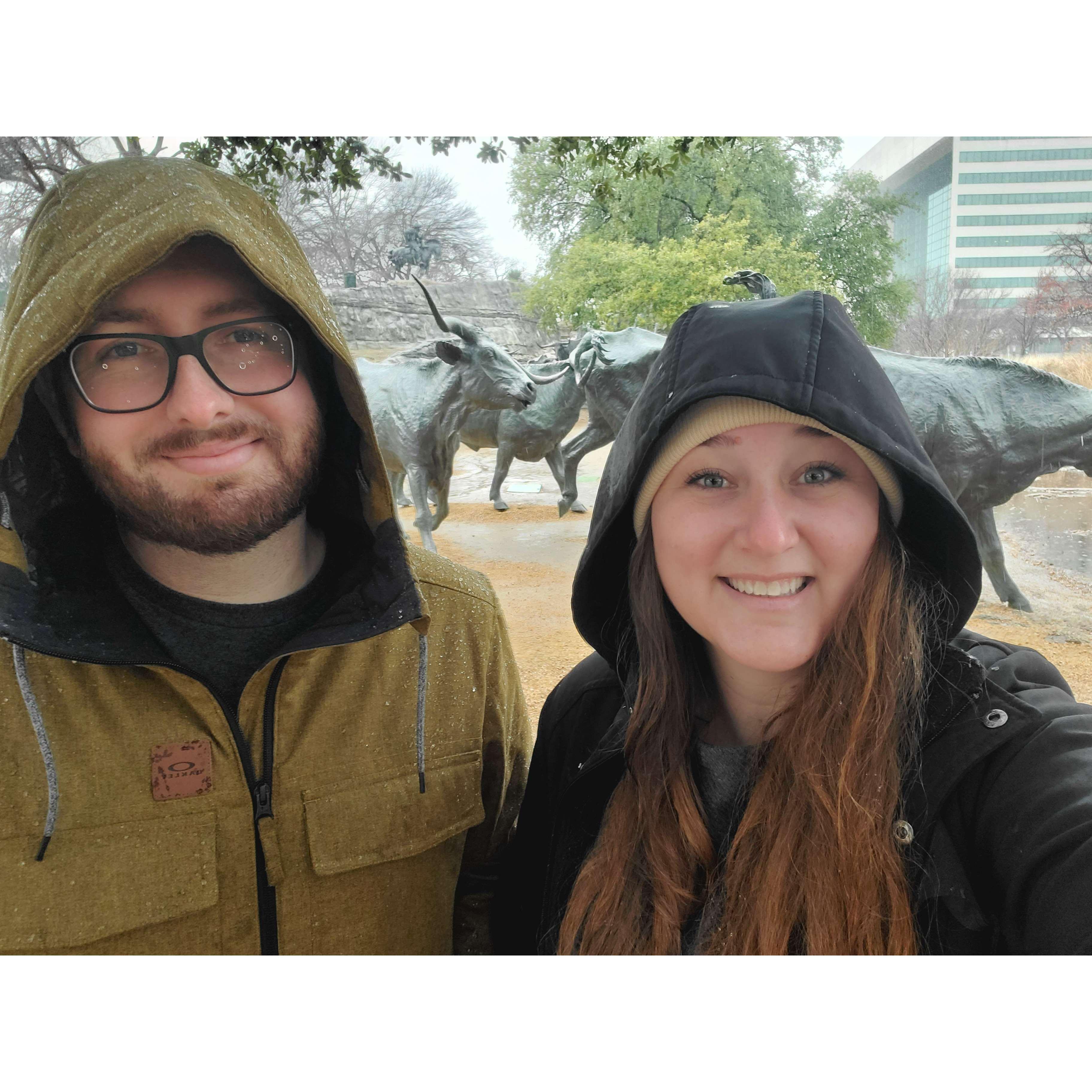 First plane ride together to Texas... and it snowed