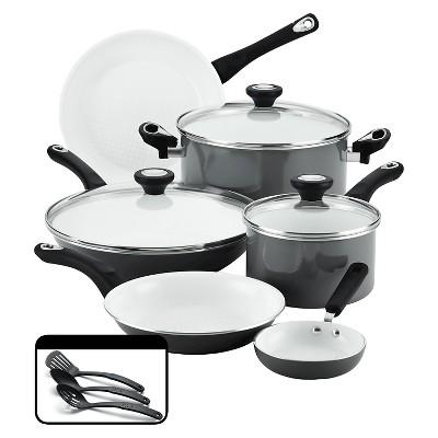 Farberware PURECOOK Ceramic Nonstick Cookware Set - Gray(12Pc)