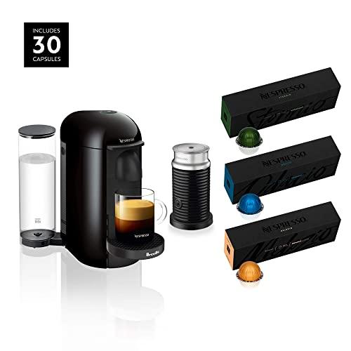 Nespresso VertuoPlus Coffee and Espresso Maker by Breville with Aeroccino, Ink Black AND BEST SELLING COFFEES INCLUDED