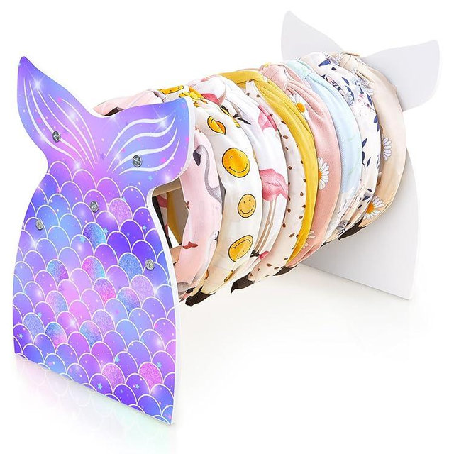 Beinou Headband Holder for Girls Mermaid Headband Organizer Storage Wooden Headband Stand Hair Accessories Organizer Headband Display for Girls Room