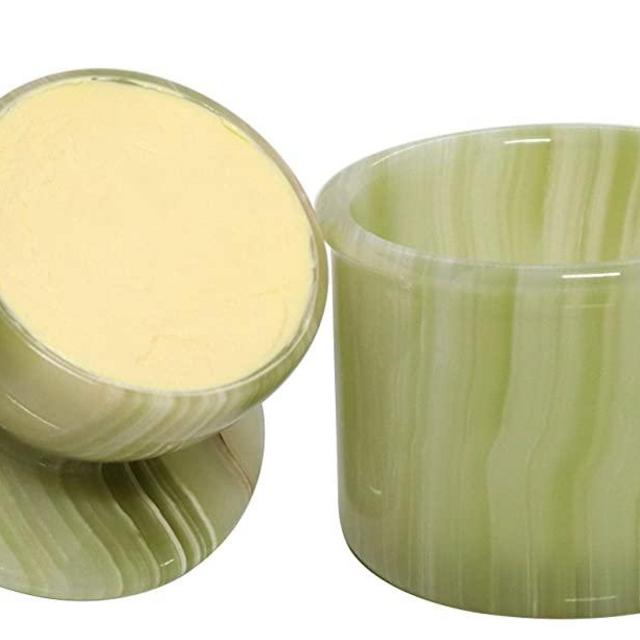 Butter Dish Cover Pot Handmade Marble Green Onyx Butter Storage Crock Keeper for Kitchen - Non Ceramic Non Plastic - Used as Utensil Holder & Deep Covered Butter Churn Kitchenware Jar Container