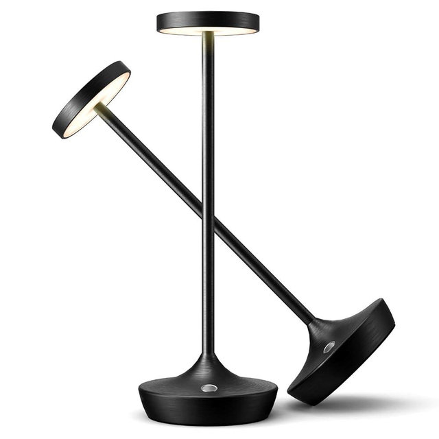 Willdoak Cordless Table Lamp Rechargeable - 6000mAh LED Battery Operated Table Light - Portable Touch Dimmable Outdoor Waterproof Table Lamps for Patio Restaurant Dining (2 Black)