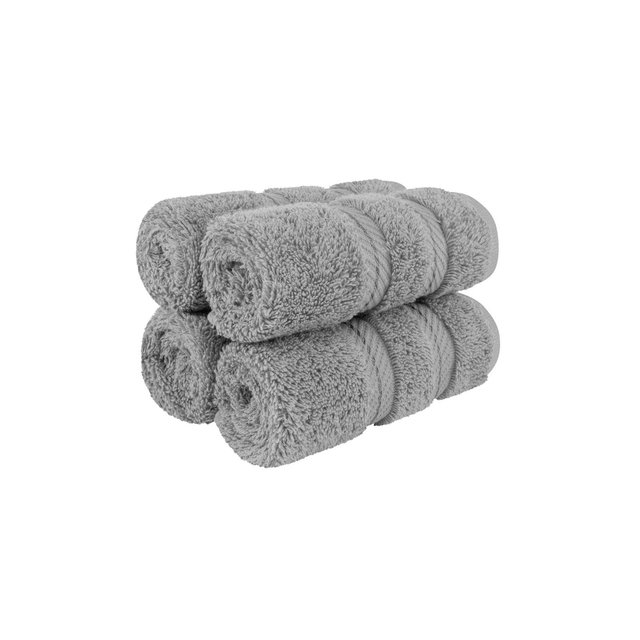 American Soft Linen 4 Pack Washcloth Set, 100% Cotton Washcloth Hand Face Towels for Bathroom and Kitchen, Rockridge Gray