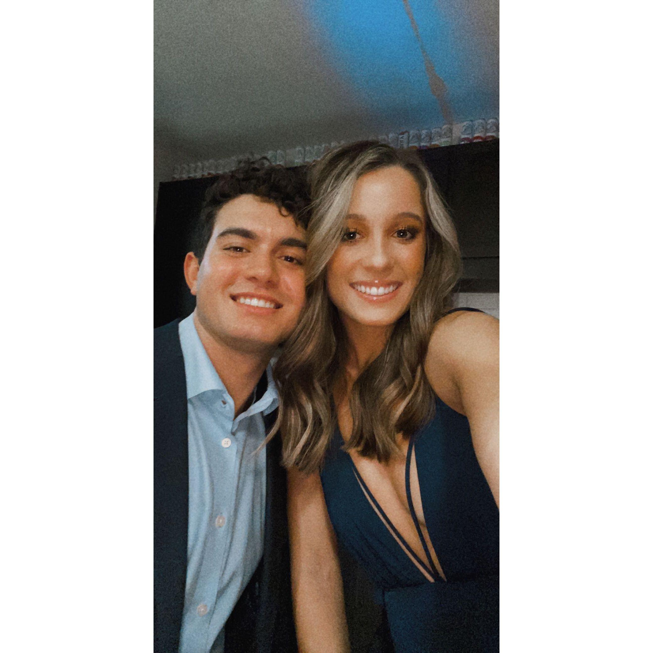 Katelyn and Tommy first crossed paths at an Alpha Phi formal—not as each other’s dates, but by the end of the night, a connection had sparked. From then on, they attended every Alpha Phi date party together.