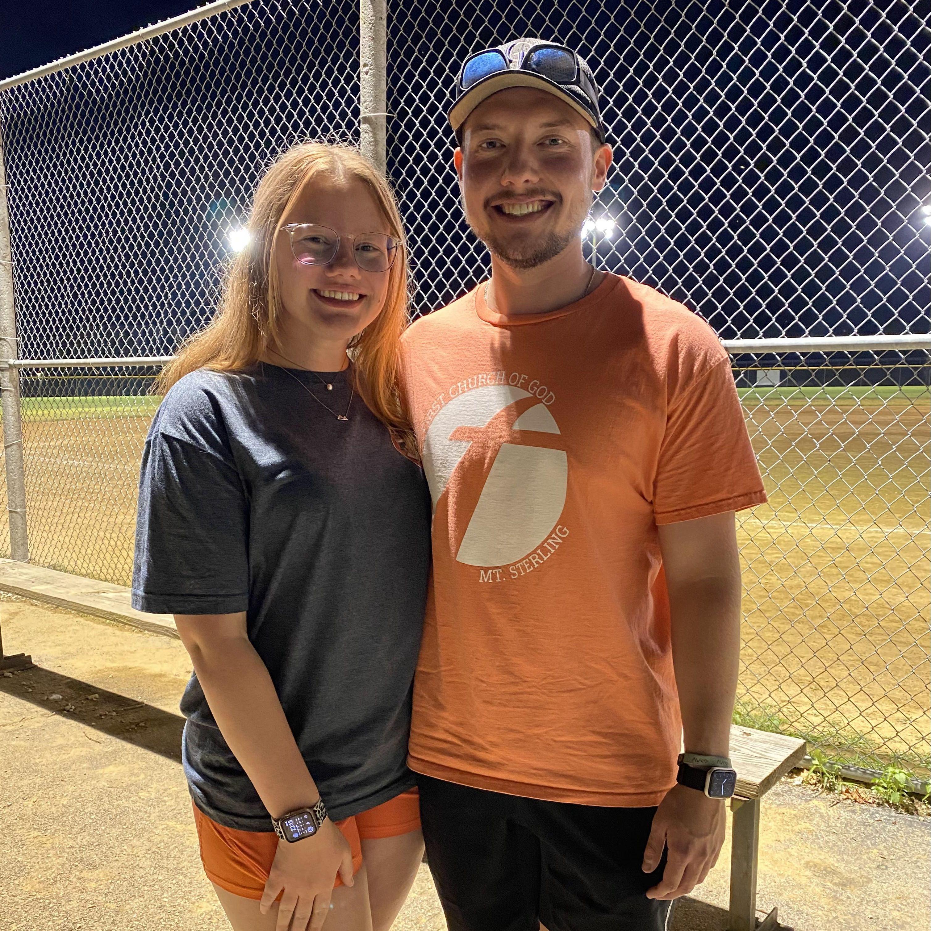 Church League softball, Lexie supporting Graham