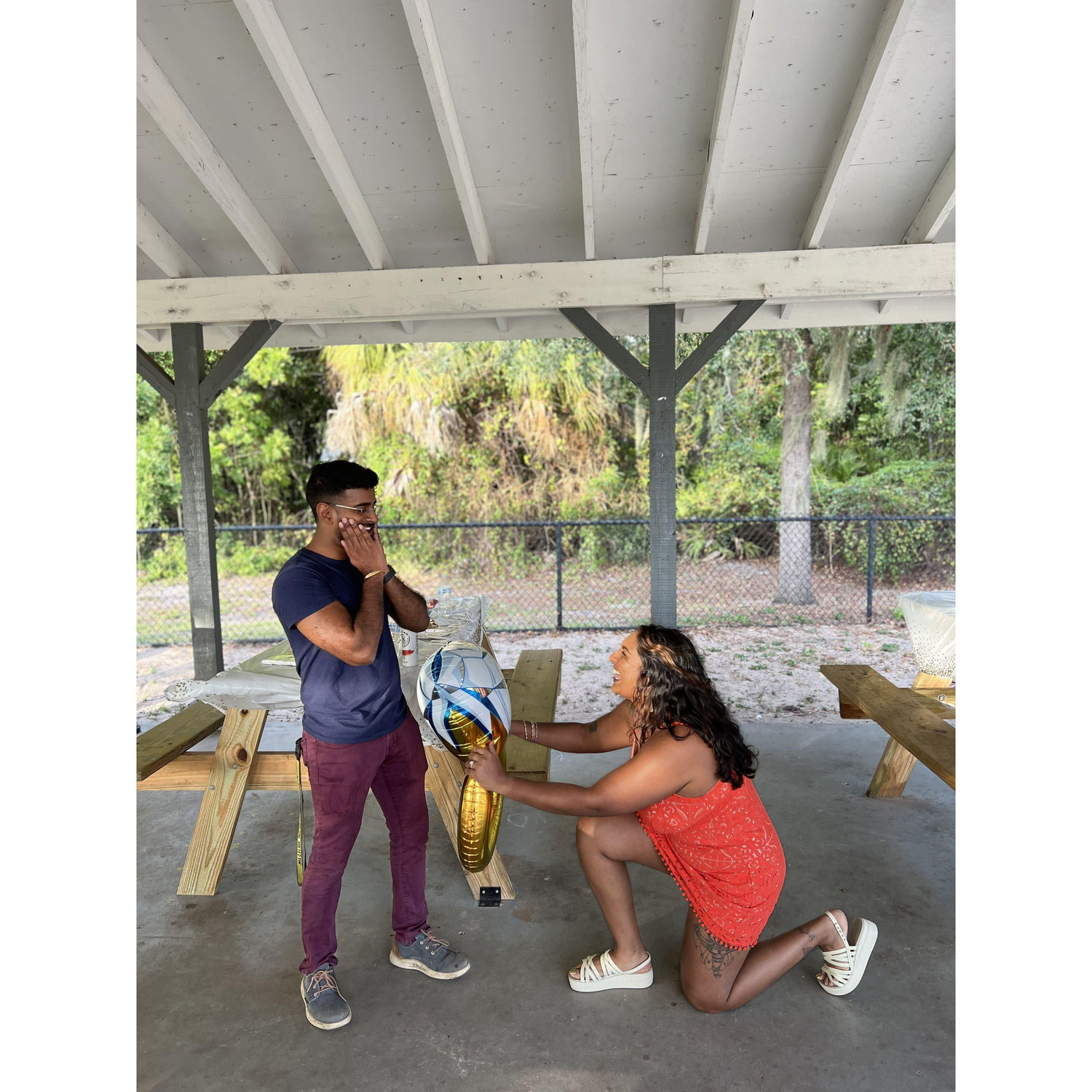 At our engagement party the next day after the proposal! 12.02.2023 at G.T Bray Park in Bradenton, FL.