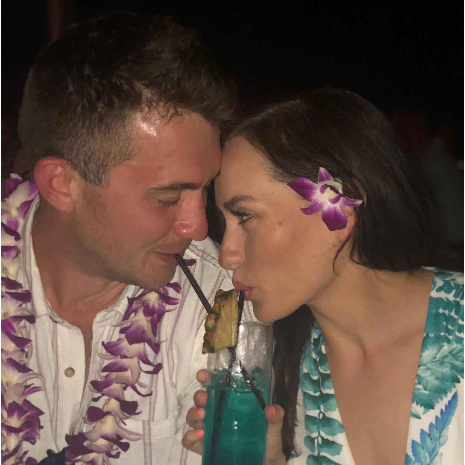 A rare glimpse of Stephanie sharing one of Matt's signature Fruity drinks