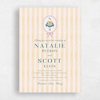 Pale Yellow Wedding Invitation - Clematide Classic