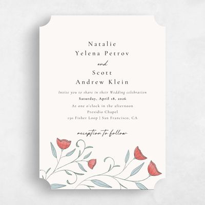 Red Ticket Wedding Invitation - Sinfonia Classic