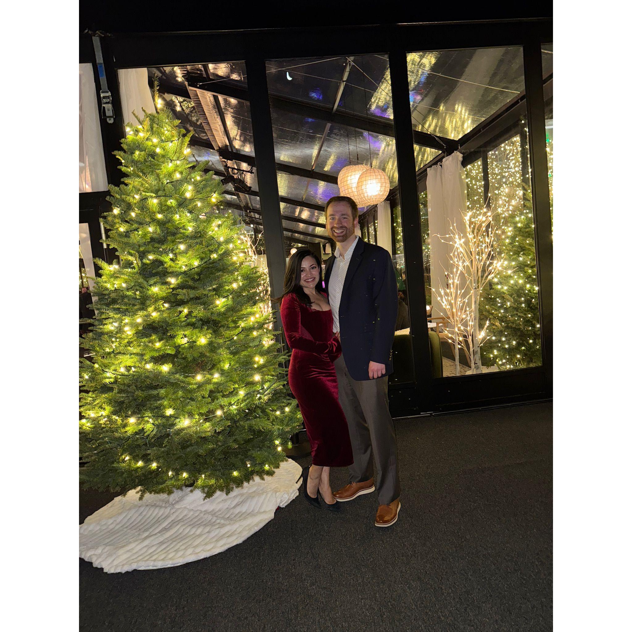 Sam’s holiday party and feeling extra lucky to be each other’s forever +1. ☕️🎄✨