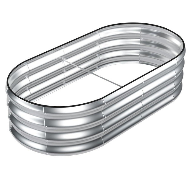 SnugNiture Galvanized Raised Garden Bed, 4x2x1ft Oval Metal Planter Box for Planting Outdoor Plants Vegetables