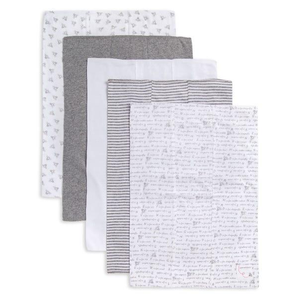 Extra Absorbent Organic Baby Burp Cloths 5 Pack - Heather Grey