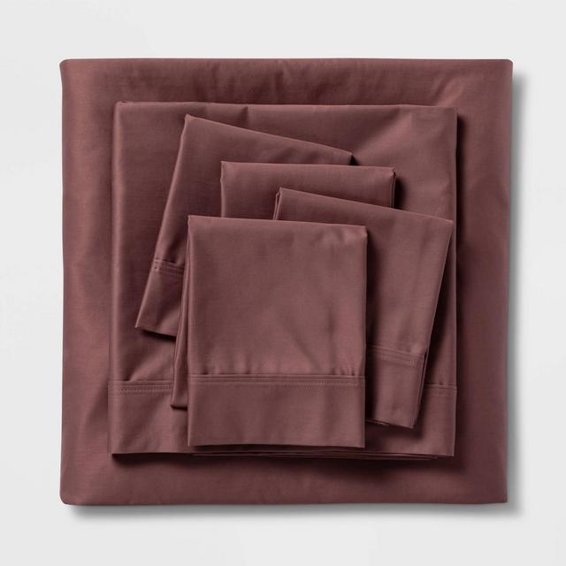Full 6pc 800 Thread Count Solid Sheet Set Mauve - Threshold Signature™