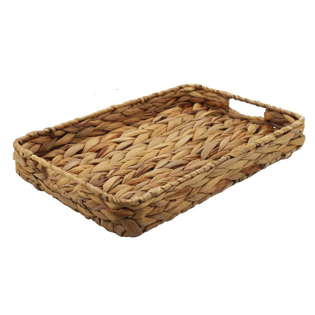 HDKJ Decorative Tray Water Hyacinth Storage Basket Rectangle Seagrass Storage Basket for Fruit or Tea. (Small)