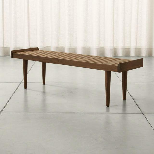 Tate Walnut Slatted Bench