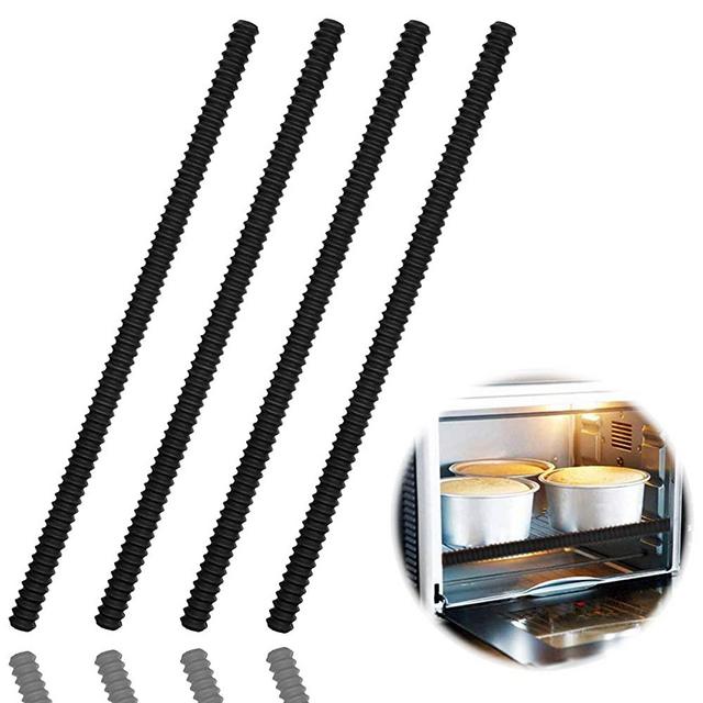 Oven Rack Shields - 4 Pack Heat Resistant Silicone Oven Rack Cover 14 inches Long Oven Rack Edge Protector, Protect Against Burns and Scars (Black)