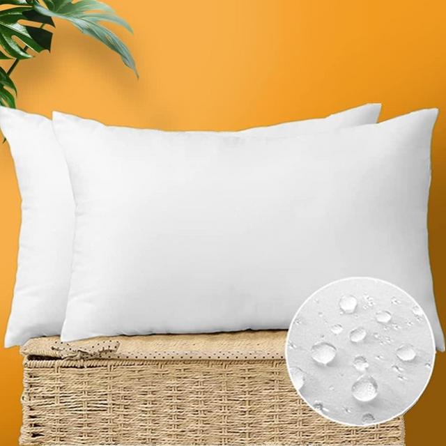 OTOSTAR Premium Outdoor Waterproof Pillow Inserts Pack of 2 Water Resistant 12 x 20 Inches Decorative Throw Pillow Inserts Rectangle Form Pillows for Couch Sham Cushion Stuffer Patio Furniture Decor
