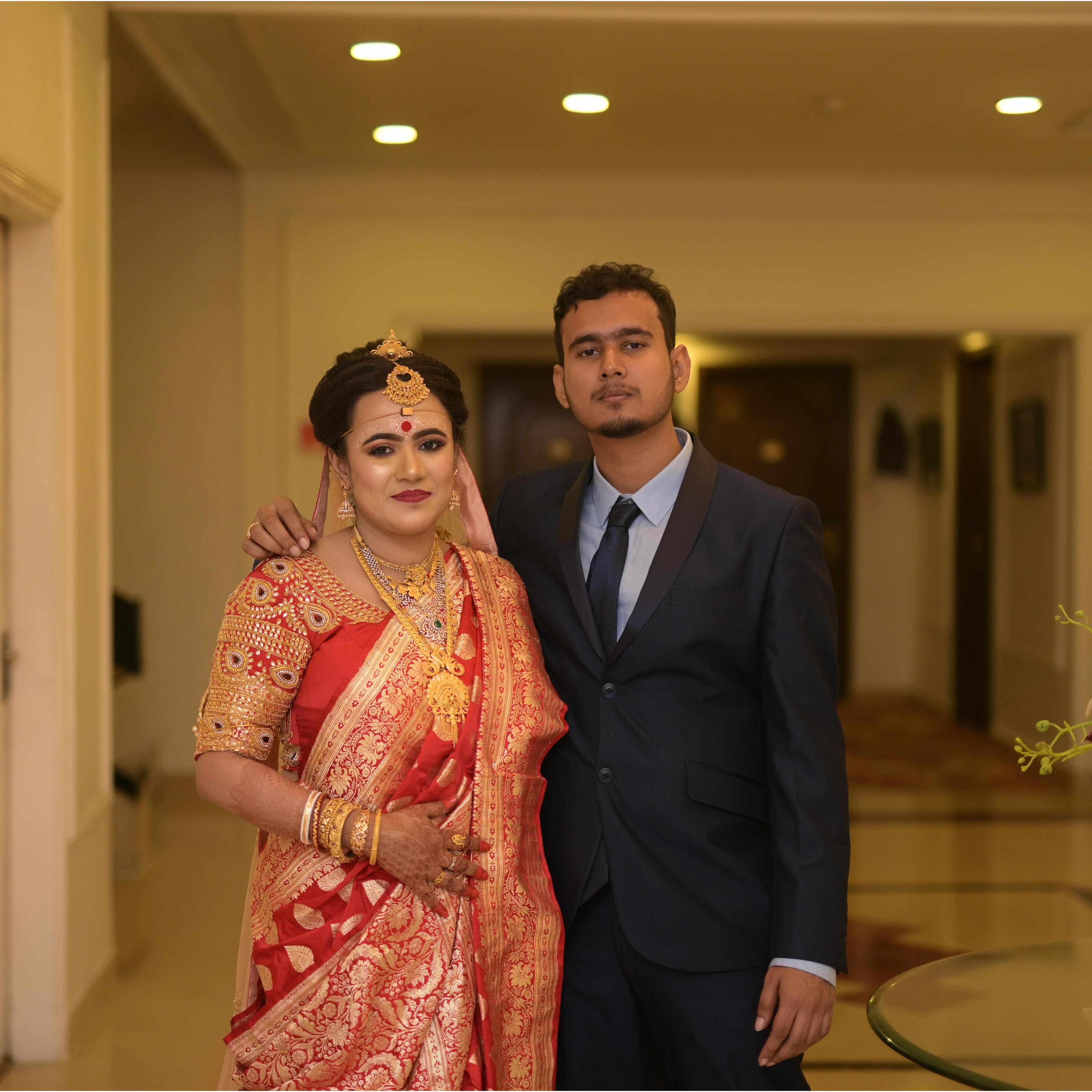 With her brother