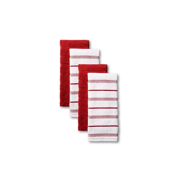 KitchenAid 4pk Cotton Albany Kitchen Towels Red