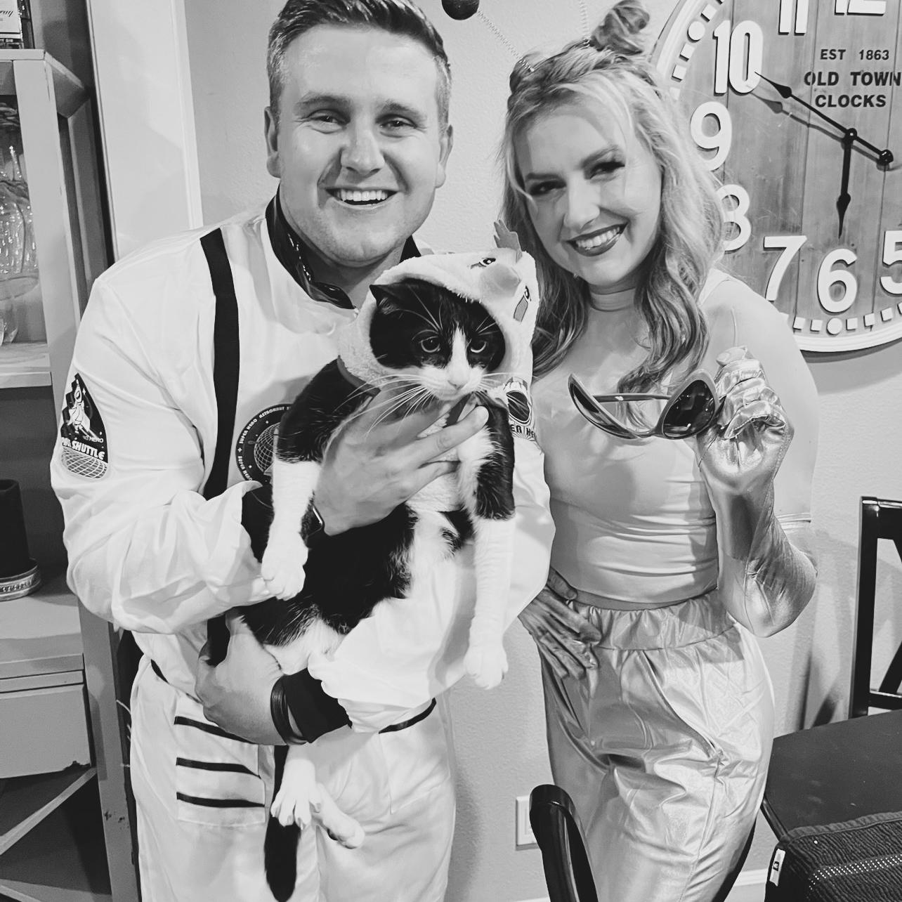 Our first Halloween, Todd did NOT like wearing his costume! 10/31/22